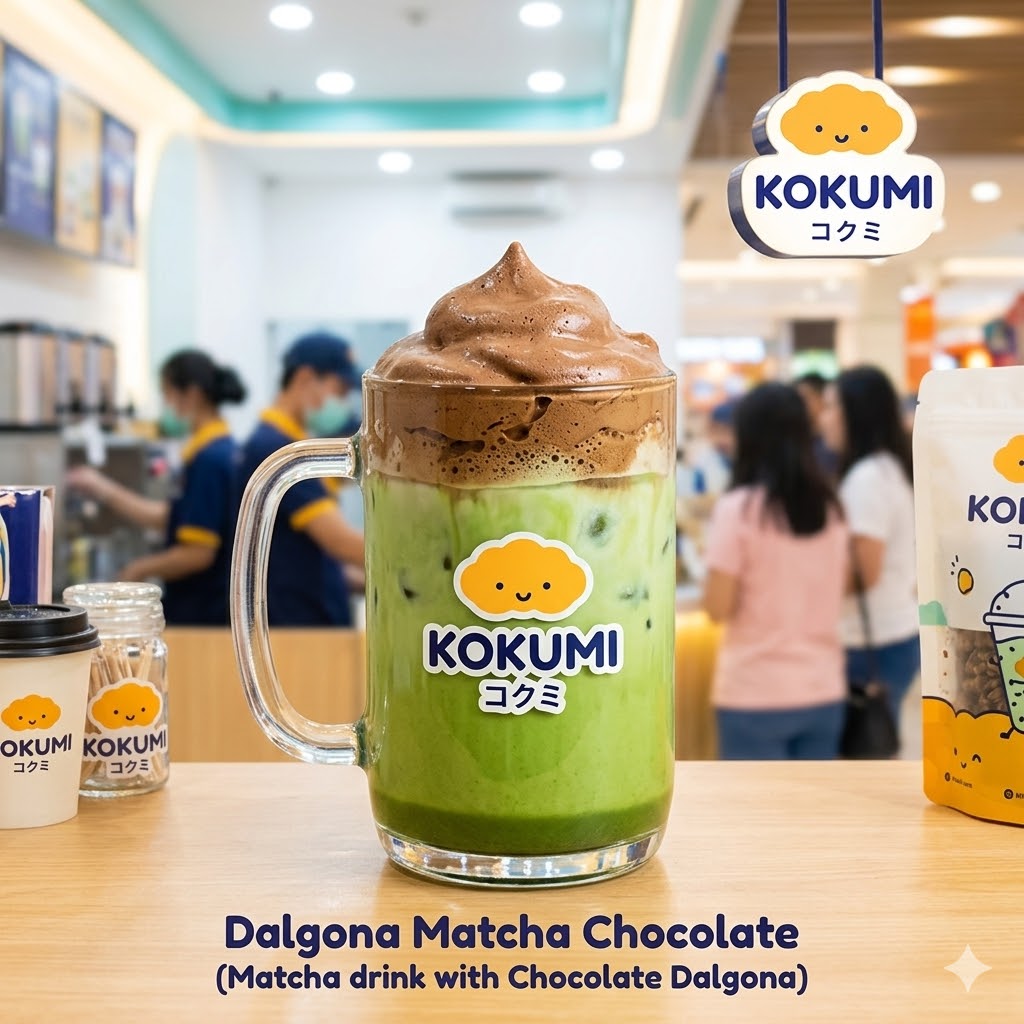 Dalgona Matcha Chocolate – Matcha drink dengan chocolate dalgona